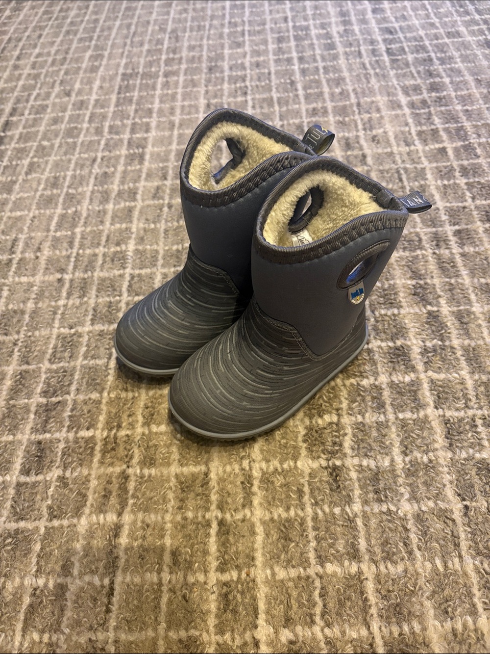 Kids Gray Insulated Winter Boots with Plush Lining